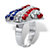 Red White and Blue Crystal American Flag Patriotic Heart-Shaped Ring in Silvertone-12 at PalmBeach Jewelry