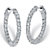 Round Cubic Zirconia Huggie-Hoop Inside-Out Earrings 2.40 TCW in Sterling Silver 1"-11 at PalmBeach Jewelry