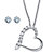 Cubic Zirconia Stud Earrings and Heart-Shaped Pendant Necklace Set 1.96 TCW in Sterling Silver With FREE Gift Box 18"-20"-12 at PalmBeach Jewelry
