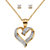 Diamond Accent 2-Piece Stud Earrings and Heart Necklace Set Gold-Plated With FREE Gift Box 18"-20"-12 at PalmBeach Jewelry