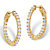 Round Cubic Zirconia Huggie-Hoop Earrings 2.40 TCW in 14k Gold over Sterling Silver (1")-11 at PalmBeach Jewelry