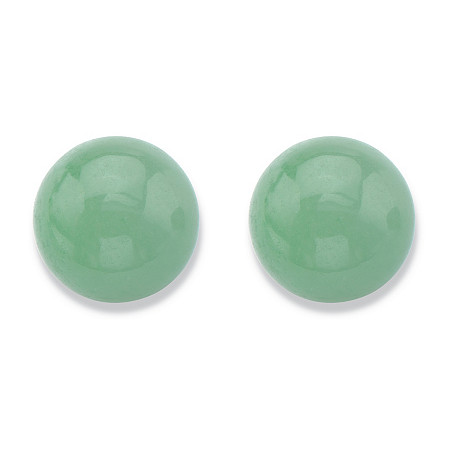 Genuine Green Jade Ball Stud Earrings in Solid 14k Yellow Gold 7.5mm at PalmBeach Jewelry