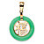 Genuine Green Jade Round "Blessed" Pendant in Solid 10k Yellow Gold 3/4"-11 at PalmBeach Jewelry