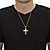 Men's Round Crystal-Wrapped Cross Pendant Necklace with Rope Chain in Gold Tone 24"-14 at PalmBeach Jewelry
