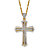 Men's Round Crystal Cross Pendant (34mm) Necklace with Rope Chain in Gold Tone 24"-11 at PalmBeach Jewelry