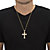 Men's Round Crystal Cross Pendant (34mm) Necklace with Rope Chain in Gold Tone 24"-14 at PalmBeach Jewelry