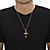 Men's Round Crystal-Wrapped Crucifix Cross Pendant Necklace with Rope Chain in Gold Tone 24"-14 at PalmBeach Jewelry
