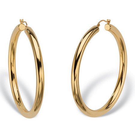 14k Yellow Gold Nano Diamond Resin Filled Hoop Earrings (1 7/8") at PalmBeach Jewelry
