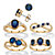Round and Oval-Cut Simulated Blue Sapphire and Cubic Zirconia 5-Piece Stud Earrings and Ring Set 19.13 TCW Gold-Plated-11 at PalmBeach Jewelry