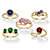 Round and Oval-Cut Simulated Gemstone and Cubic Zirconia 5-Piece Ring Set 7.83 TCW Gold-Plated-11 at PalmBeach Jewelry