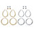 Diamond-Cut and Textured 8-Pair Set of Stud and Hoop Earrings 8 TCW in Silvertone and Gold Tone 1.5"-11 at PalmBeach Jewelry
