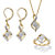 Diamond Accent Cluster Bypass 3-Piece Earrings, Ring and Necklace Set Gold-Plated 18"-20"-11 at PalmBeach Jewelry
