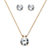 Round Cubic Zirconia Solitaire Stud Earrings and Pendant Necklace 3.96 TCW in Solid 10k Yellow Gold 18"-12 at PalmBeach Jewelry