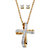 Diamond Accent 2-Piece Stud Earrings and Cross Necklace Set Gold-Plated With FREE Gift Box 18"-20"-12 at PalmBeach Jewelry