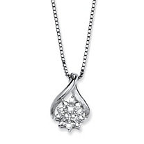 Diamond Accent Cluster Pendant Necklace in Platinum over Sterling Silver