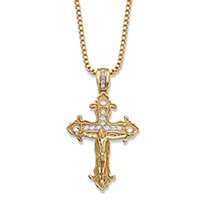 SETA JEWELRY Men's Cubic Zirconia Crucifix Cross Pendant Necklace .32 TCW Gold-Plated 22
