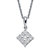 Round Diamond Squared Cluster Pendant Necklace 1/10 TCW in Platinum over Sterling Silver 18"-11 at PalmBeach Jewelry