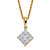 Round Diamond Squared Pendant Necklace 1/10 TCW in 18k Gold over Sterling Silver 18"-11 at PalmBeach Jewelry