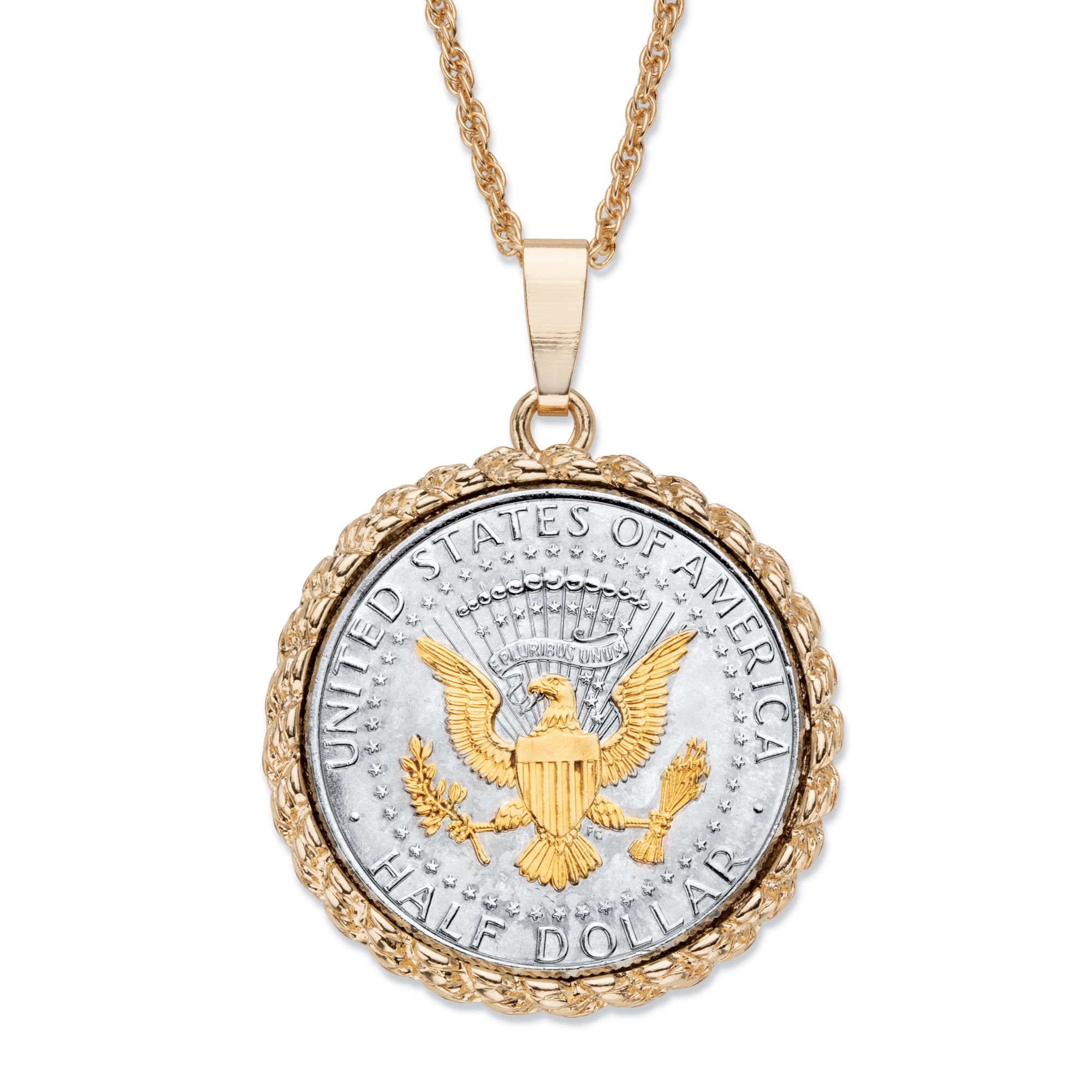 22kt Gold Plate Diamond Cut Eagle Necklace And Charm