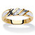Men's Diamond Accent Two-Tone Diagonal Grooved Wedding Band in 18k Gold over Sterling Silver-11 at PalmBeach Jewelry