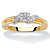 Diamond Cluster Diagonal Grooved Engagement Ring 1/10 TCW in 18k Gold over Sterling Silver-11 at PalmBeach Jewelry