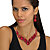 Teardrop Simulated Red Ruby 2-Piece Earring and Bib Necklace Set in Gold Tone 14"-17"-13 at Direct Charge presents PalmBeach