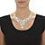 Pear-Cut Aurora Borealis Crystal and Simulated Pearl 2-Piece Earrings and Bib Necklace Set in Silvertone 18"-20.5"-15 at PalmBeach Jewelry
