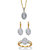 Round Diamond Cluster Earring and Necklace Set With FREE Bonus Ring! 1/7 TCW 18k Gold-Plated 18"-20"-11 at PalmBeach Jewelry