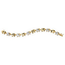 Diamond Accent 18k Gold-Plated Two-Tone Elephant-Link Bracelet 7.5"
