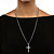 Sterling Silver Beveled Cross Pendant with Stainless Steel Chain Includes FREE Red and Black Bow-Tied Gift Box 24"-15 at Direct Charge presents PalmBeach