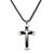Men's Triple Layered Cross and Necklace in Black Ion-Plated Stainless Steel with FREE Bow-Tied Gift Box 24"-12 at PalmBeach Jewelry
