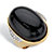 Oval Genuine Black Onyx and Crystal Accent Gold Ion-Plated Stainless Steel Cabochon Ring-11 at PalmBeach Jewelry