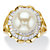 2.50 TCW Simulated Pearl and Baguette Cubic Zirconia Gold-Plated Scalloped Ring-11 at PalmBeach Jewelry