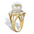 2.50 TCW Simulated Pearl and Baguette Cubic Zirconia Gold-Plated Scalloped Ring-12 at PalmBeach Jewelry