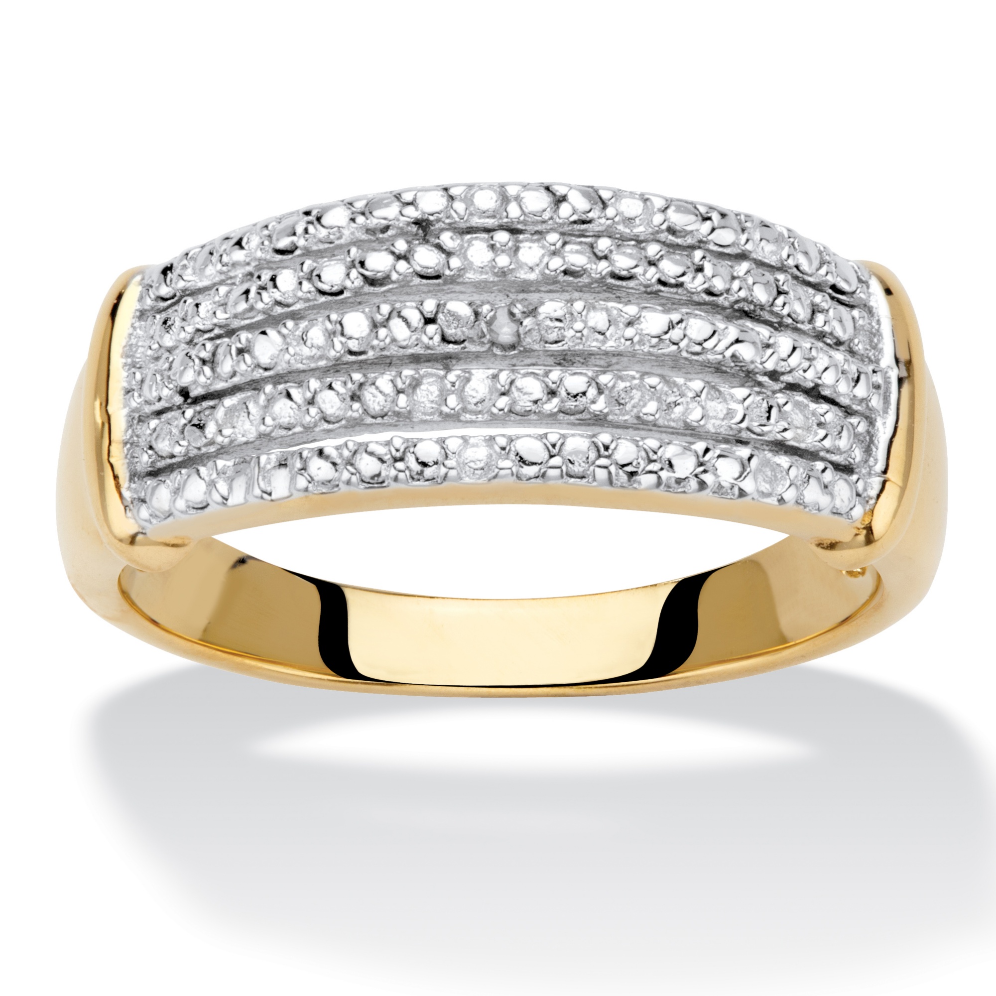 Diamond Accent 14k Gold-Plated Multi-Row Anniversary Ring Band at