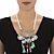 Crystal Beach Coastal Fringe Charm Statement Necklace in Silvertone with Fabric Twisted Rope 19" - 20.5"-13 at PalmBeach Jewelry