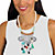 Crystal Beach Coastal Fringe Charm Statement Necklace in Silvertone with Fabric Twisted Rope 19" - 20.5"-15 at PalmBeach Jewelry