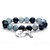 Crystal Accent Blue Faceted Beaded "Believe in Love" Key Charm Stretch Bracelet in SIlvertone 7"-11 at PalmBeach Jewelry