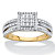 1/4 TCW Diamond Solid 10k Yellow Gold Squared Cluster Triple-Row Ring-11 at PalmBeach Jewelry