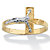 Two-Tone Textured Solid 10k Yellow and White Gold Horizontal Crucifix Ring-11 at PalmBeach Jewelry