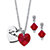 Red Swarovski Elements Crystal Beaded 2-Piece Silvertone Heart Necklace Set 18"-19.5"-11 at PalmBeach Jewelry