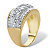 Round Diamond Accent Two-Tone Gold-Plated Stippled Dome Ring-12 at PalmBeach Jewelry
