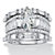 Marquise-Cut Cubic Zirconia 3-Piece Wedding Ring Set 5.38 TCW in Platinum over Sterling Silver-11 at PalmBeach Jewelry