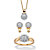 Diamond Accent Cluster 3-Piece Earring, Ring and Necklace Set 1/10 TCW Gold-Plated 18"-20"-11 at PalmBeach Jewelry