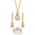 Diamond Accent Journey Cluster 3-Piece Earring, Ring and Necklace Set 1/10 TCW Gold-Plated 18"-20"-11 at PalmBeach Jewelry