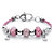 Pink Crystal Silvertone Bali-Style Beaded Charm Bracelet With Braided Pink Cord 7.5"-11 at PalmBeach Jewelry