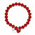 Red Beaded Crystal Love Inscribed Heart Charm Stretch Bracelet in Silvertone 8"-12 at PalmBeach Jewelry