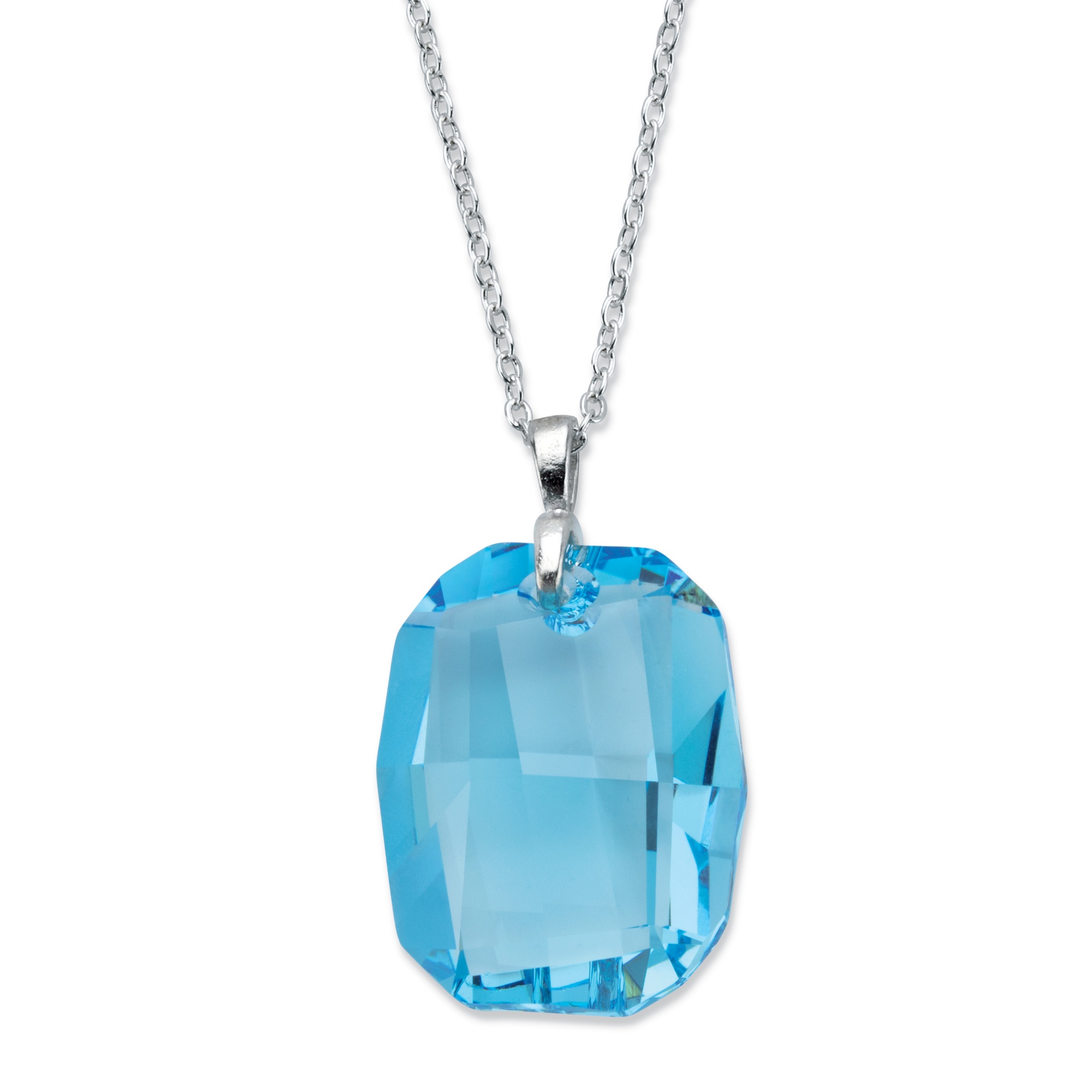 Emerald-Cut Blue Crystal Pendant Necklace Made With Swarovski Elements ...