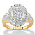 Diamond Two-Tone Double Halo Oval Cluster Cocktail Ring 1/5 TCW in 18k Gold over Sterling Silver-11 at Direct Charge presents PalmBeach