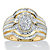 Diamond Two-Tone Oval-Shaped Multi-Row Engagement Ring 1/8 TCW in 18k Gold over Sterling Silver-11 at PalmBeach Jewelry